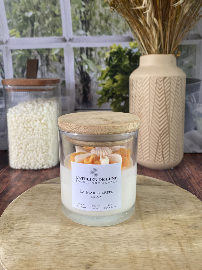 marguerite couvercle bougie melon cire soja cire coco.webp