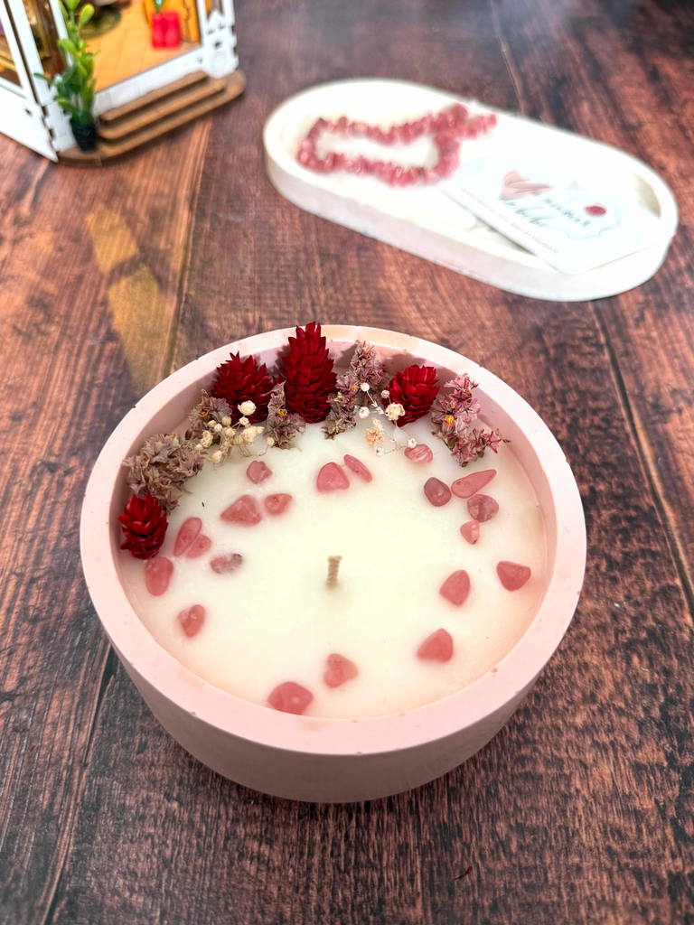 Bougie Bijou Lithothérapie - Amour - Rhodocrosithe