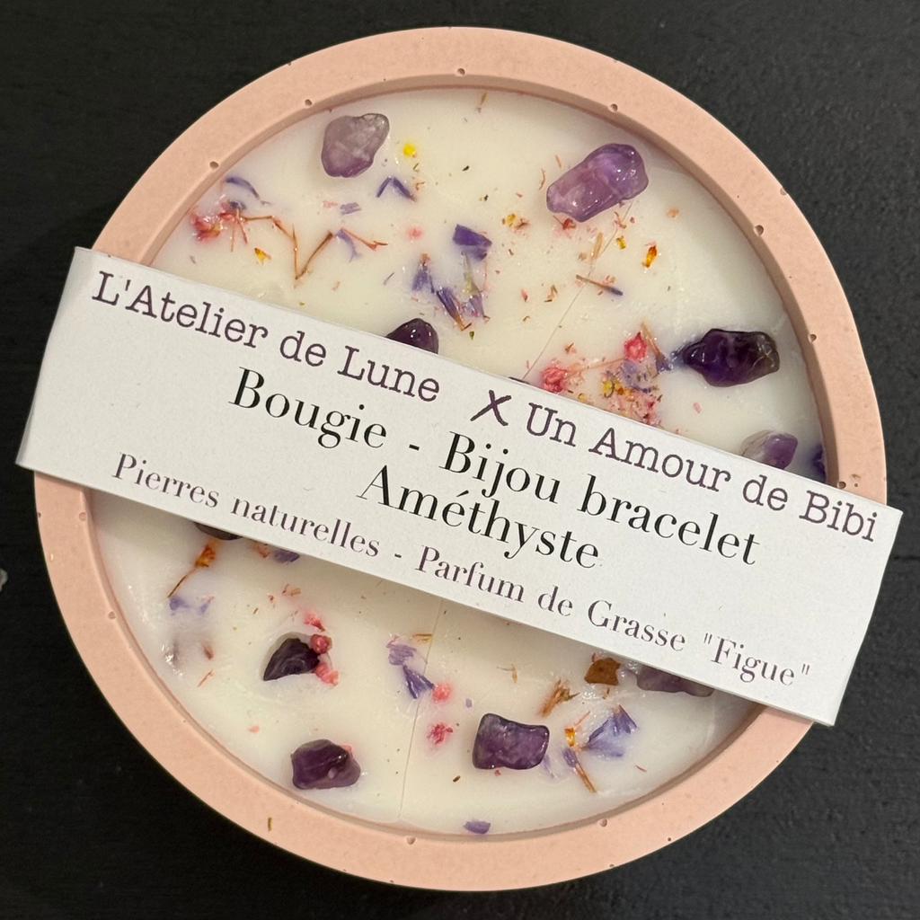 Bougie Bijou Lithothérapie - Calme - Améthyste 