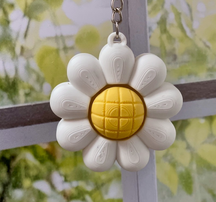 Porte Clé Impression 3D - Fleur Blanche