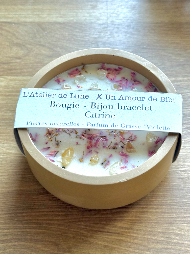 Bougie avec bracelet - Citrine (Violette)