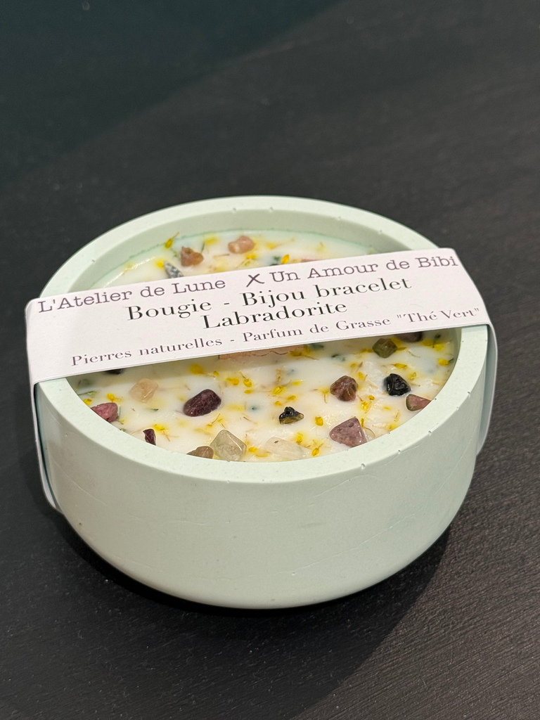 Bougie Bijou bracelet - Labradorite - Thé Vert