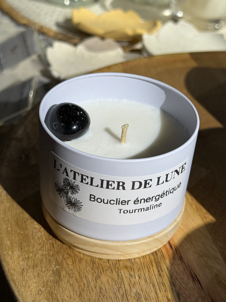 Pierre Tourmaline - bougie bouclier énergétique