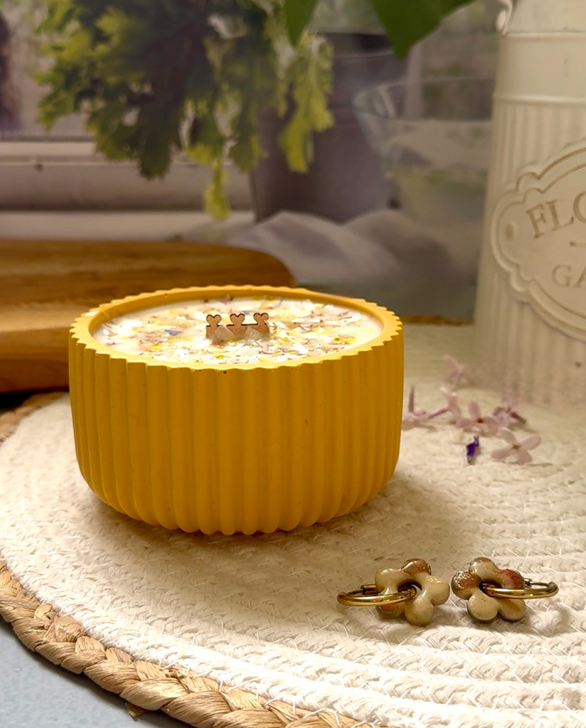 Bougie avec boucles d’oreilles (Fleur d'Oranger) - Pot Orangé
