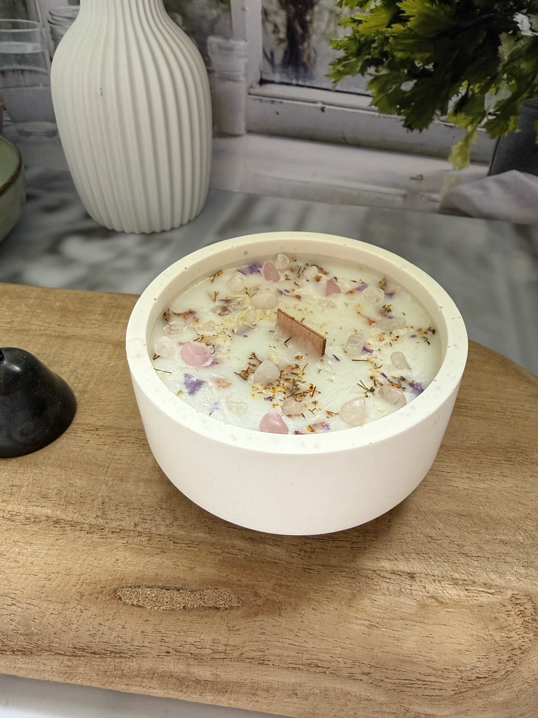 Bougie avec bracelet - Quartz rose (Fleur de Coton)