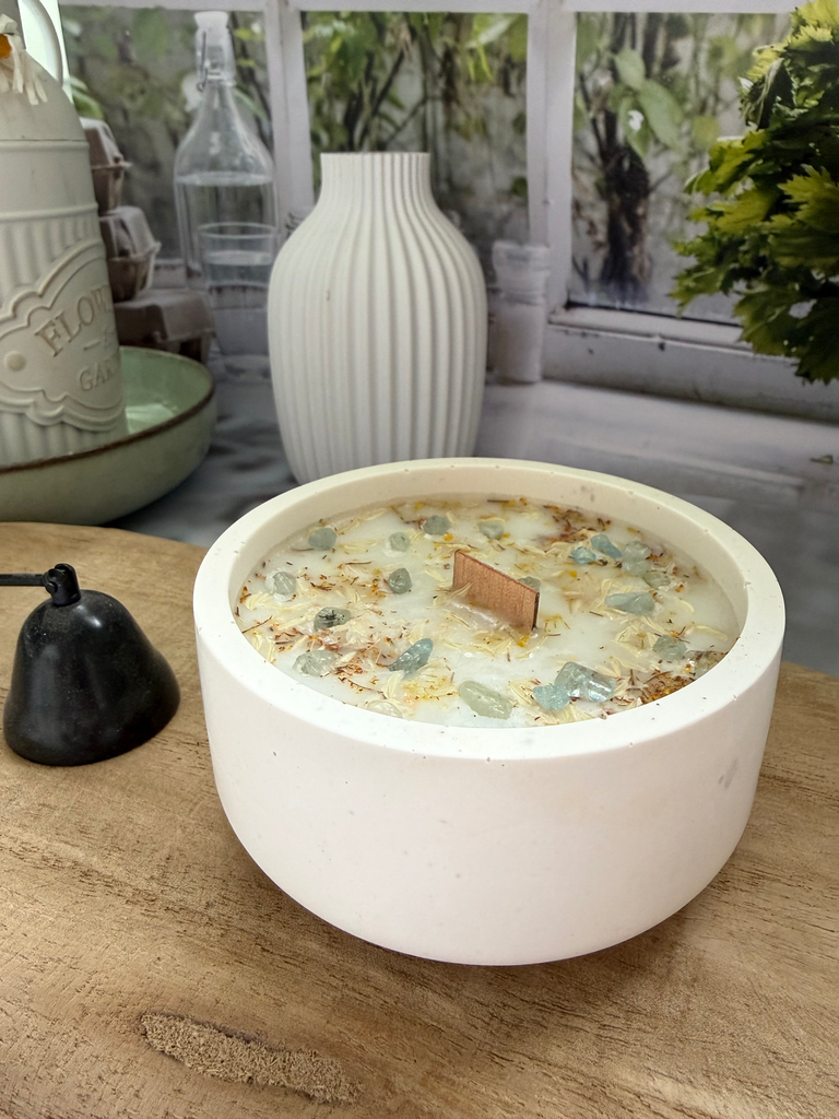 Bougie avec bracelet - Aigue Marine (Fleur de Coton)