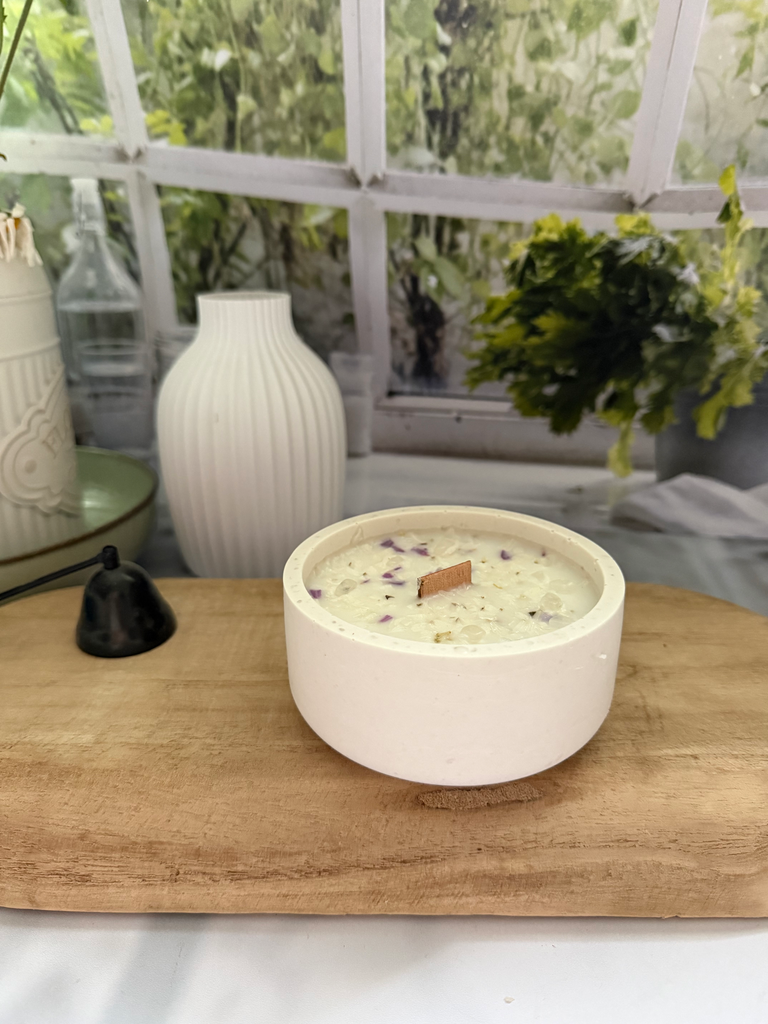 Bougie avec bracelet - Pierre de lune (Fleur de Coton)