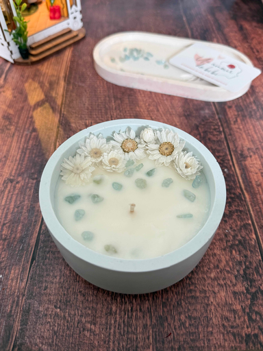 Bougie Bijou Lithothérapie - Sérénité - Aigue Marine